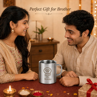 Customized Stainless Steel Coffee Mug with Super Bro and Name Emgraved.