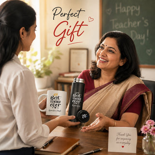 Customized Teachers Day Gift Combo for Teachers | Personalized Customized Black Teacher Bottle & Coffee Mug with Name
