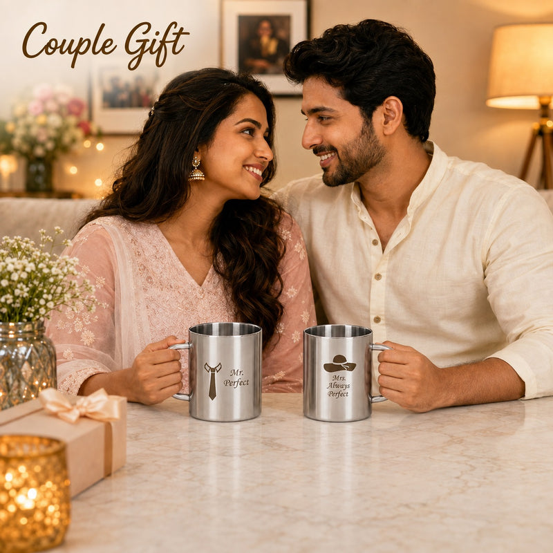 Stainless Steel Couple Mug Set for Bhai-Bhabhi on Rakshabandhan