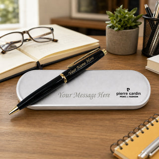 Customized Pen with Name Engraved & Message on Box | Personalized Black Ball Pen Gift for Men & Women