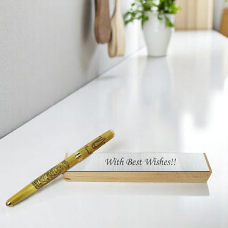 Gold Plated Balaji Bhagwan Roller Pen With Message on Wooden Box.