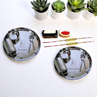 Personalized Meal Set with Rakhi- Name Engraved (Set of 2)
