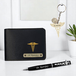 Doctor's Custom Combo Key-Chain with Dr. Logo,Doctor Symbol Pen & Wallet.