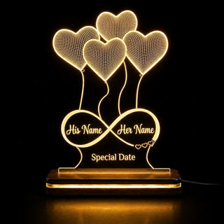 Acrylic 3D Illusion Heart LED Lamp 6x8 Inch – Customized Name Engraved