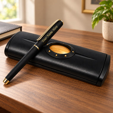 Customized Black Roller Pen with Name Engraved & Box | Personalized Pen Gift for Men & Women