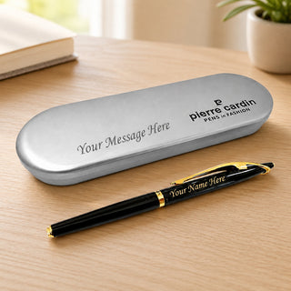 Customized Black Roller Pen with Name Engraved & Message on Box