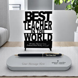 Custom Teacher Gift Set - Pen with Personalized Box & Stand.