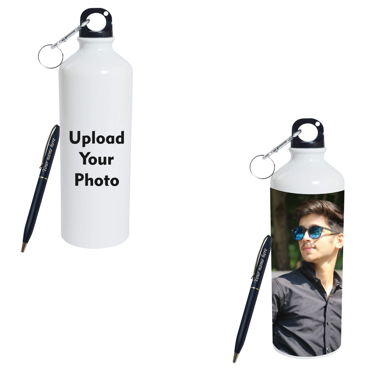 Custom Kid Combo Set-  Photo Printed Bottle & Pen With Name Engraved