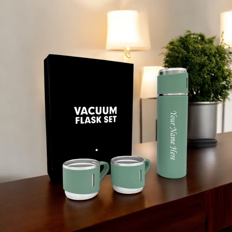 Personalized Stainless Steel Vacuum Flask with 3 Cups