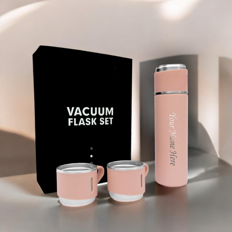 Personalized Stainless Steel Vacuum Flask with 3 Cups