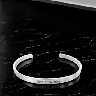 Adjustable Stainless Steel Unisex Kada With Name Engraved.