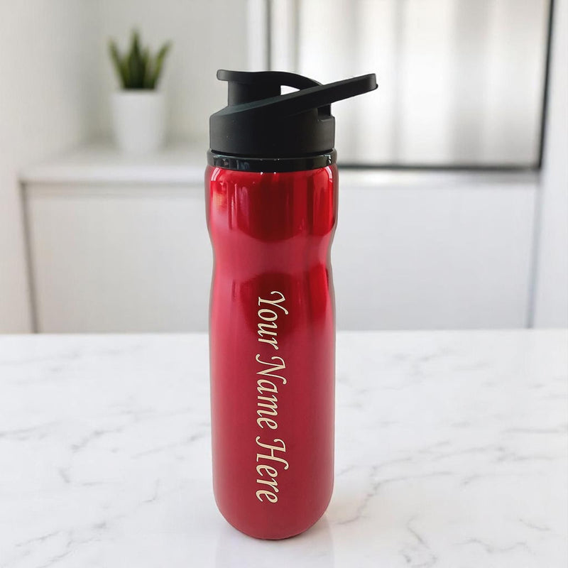 Personalized Glossy Sipper Water Bottle with Name Engraved.