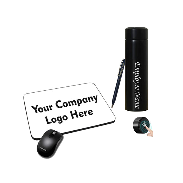 Corporate Joining Kit - Custom Temp Bottle, Pen & Mouse Pad with Name & Text