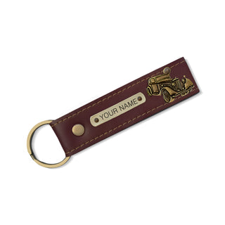 Personalized Leather Keychain with Hook & Charm