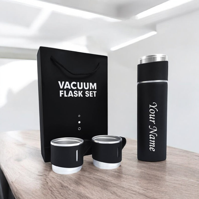 Personalized Stainless Steel Vacuum Flask with 3 Cups