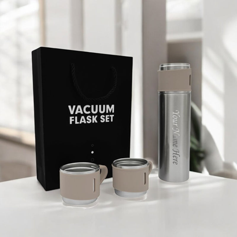Personalized Stainless Steel Vacuum Flask with 3 Cups