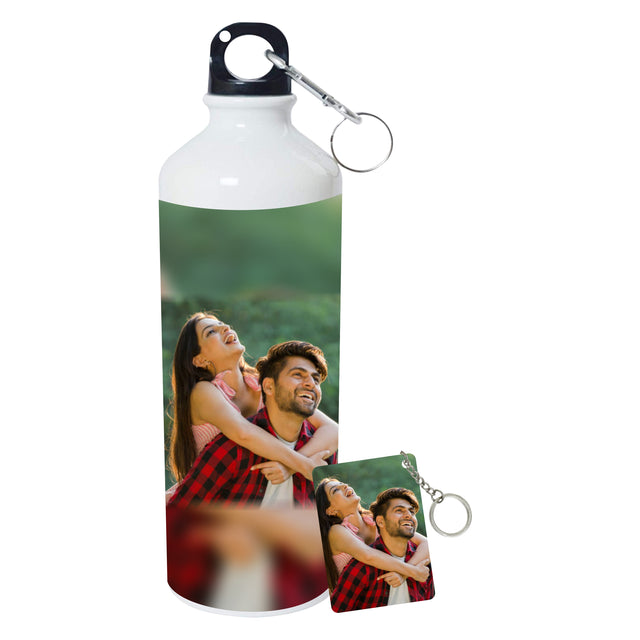 Photo Printed Aluminum Water Bottle with Keychain