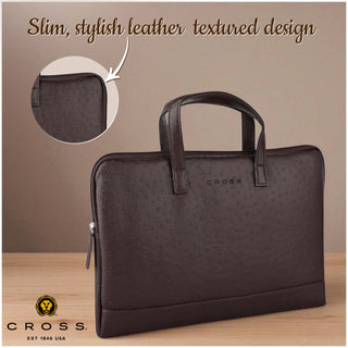 Premium Cross Laptop Sleeve With Luggage Strap & Handle – Brown