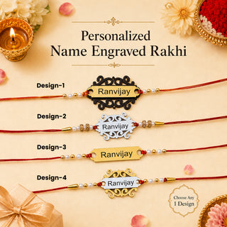Customized Laser Foil Rakhi with Name Engraved