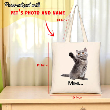 Custom Pet Tote Bag with Name & Photo. Ideal Bag for Pet Lovers.