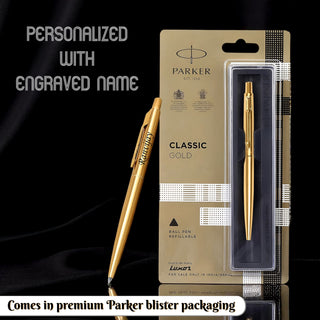 Customized Parker Classic Gold Trim Ball Pen | Name Engraved Premium Pen