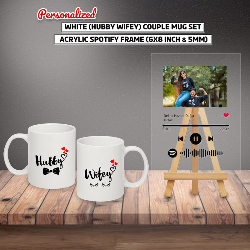 Valentine Combo – Personalized Spotify Photo Printed Frame & Hubby-Wifey Couple Mug Set