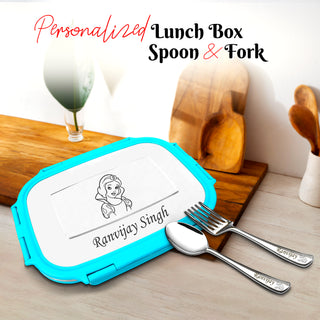 Customized Lunch Box with Spoon Fork Set.