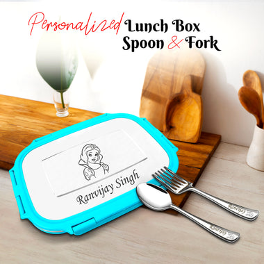 Customized Lunch Box with Spoon Fork Set.