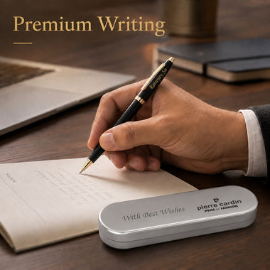 Customized Pen with Name Engraved & Message on Box | Personalized Premium Black Roller Pen Gift for Men and Women