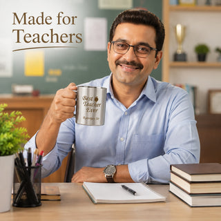 Customized Teacher Mug Best Teacher Ever with Name Engraved | 220ml Stainless Steel Coffee Mug