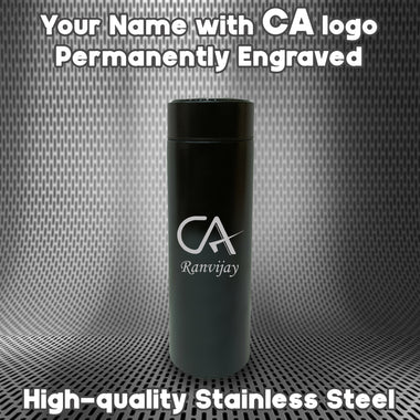 Temperature Water Bottle with CA symbol & Name Engraved.