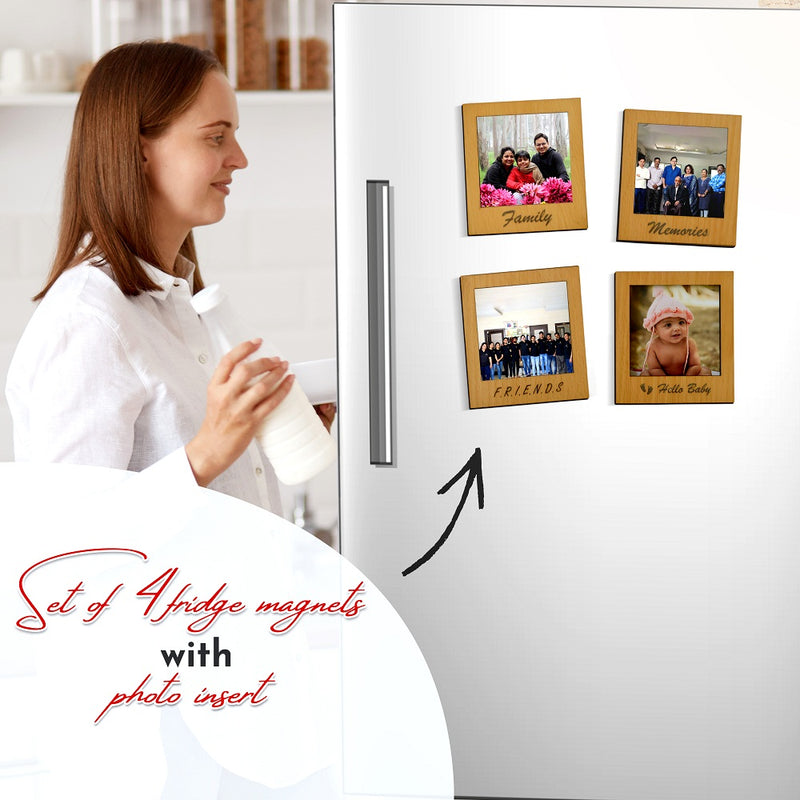 Personalized Wooden Fridge Magnets with Photos – Set of 4