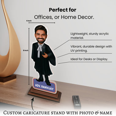 Personalized Acrylic Caricature 6x8 Inch for Lawyers with Custom Name Mug.