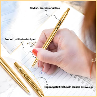 Customized Parker Classic Gold Trim Ball Pen | Name Engraved Premium Pen