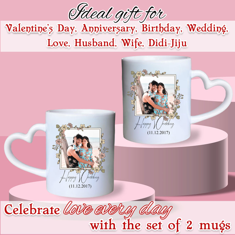 Custom Couple Coffee Mugs Set  With Your Favorite Photo, Name or Date.