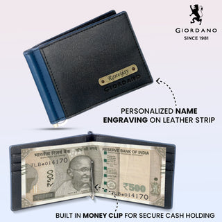 Customized Giordano Money Clip Wallet (Blue-Black)