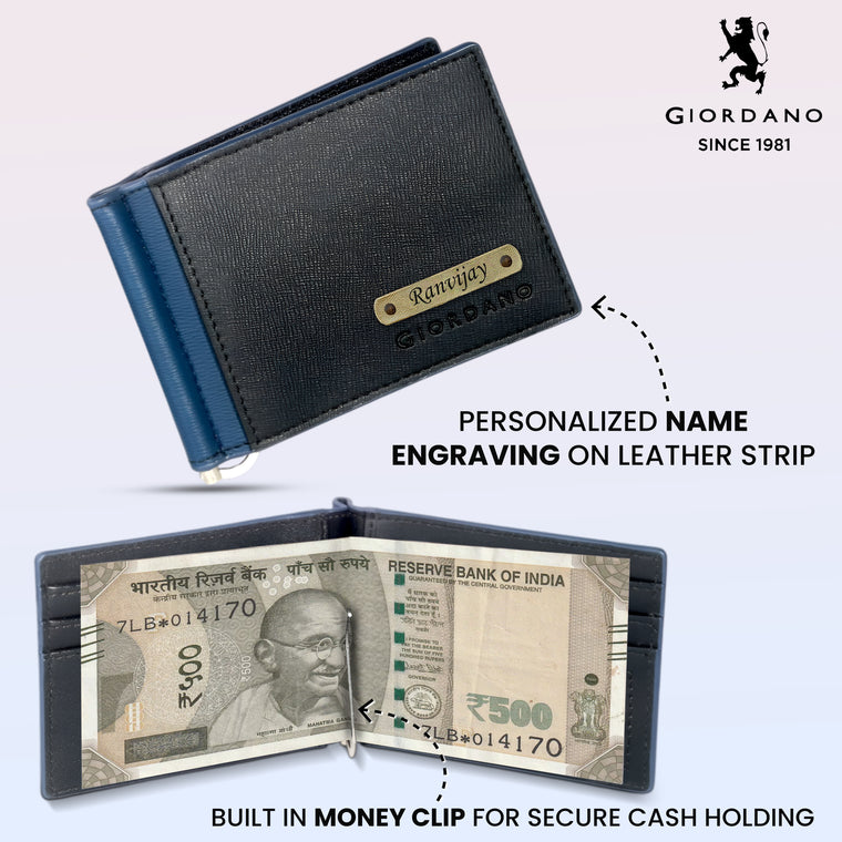 Customized Giordano Money Clip Wallet (Blue-Black)