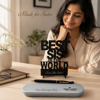 Customized Pen with Name Engraved & Best Sis Acrylic Stand