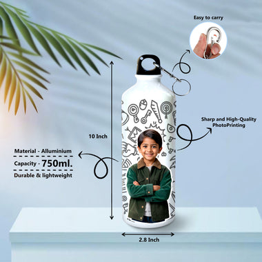 Photo Printed Aluminum Water Bottle with Keychain