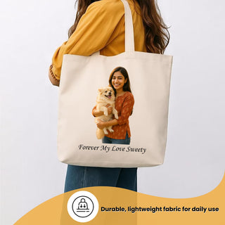 Custom Pet Tote Bag with Name & Photo. Ideal Bag for Pet Lovers.