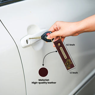 Personalized Leather Keychain with Hook & Charm