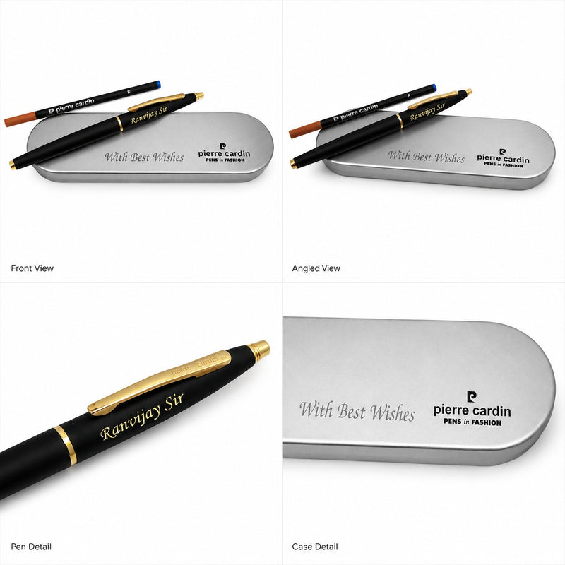 Customized Pen with Name Engraved & Message on Box | Personalized Premium Black Roller Pen Gift for Men and Women