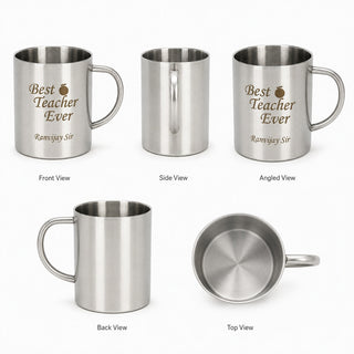 Customized Teacher Mug Best Teacher Ever with Name Engraved | 220ml Stainless Steel Coffee Mug