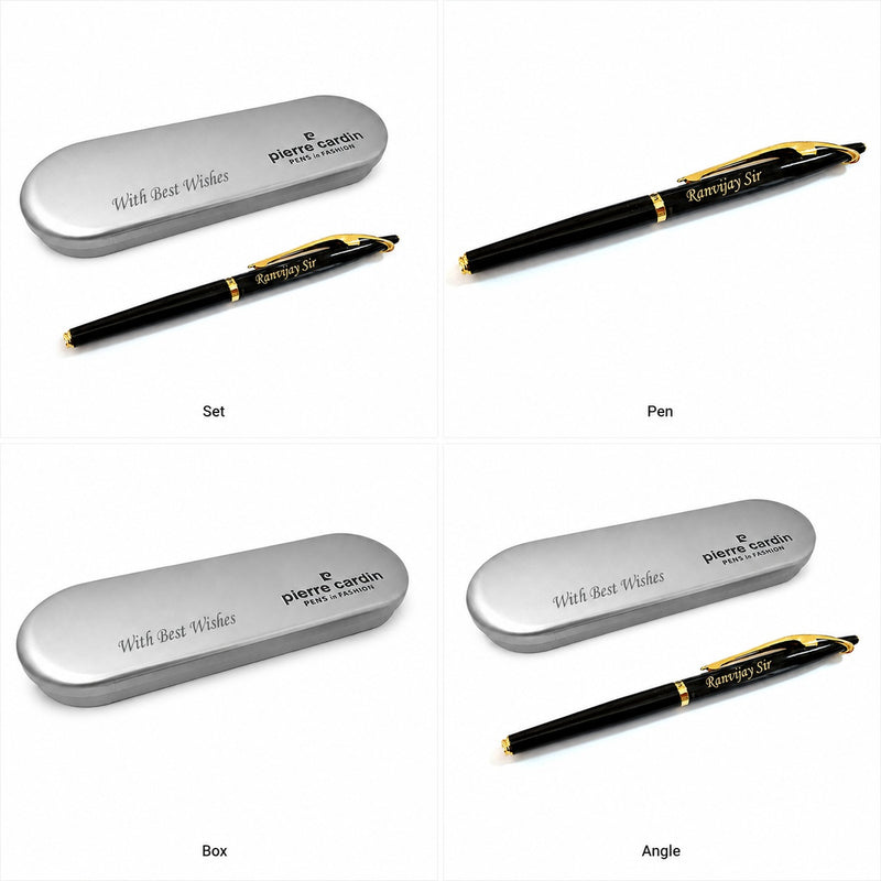 Customized Black Roller Pen with Name Engraved & Message on Box