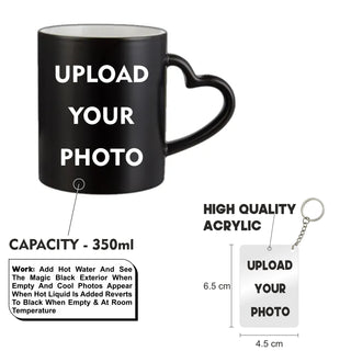 Photo Printed Magic Mug with Photo Keychain.