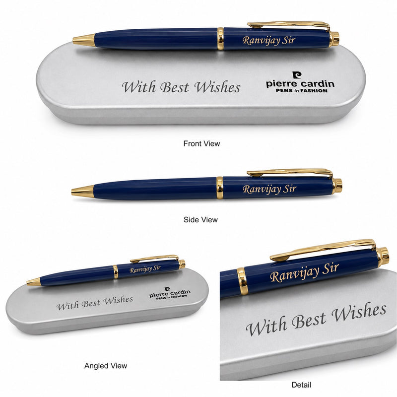 Customized Pen with Name Engraved & Message Engraved on Box | Personalized Blue Ball Pen Gift for Men & Women