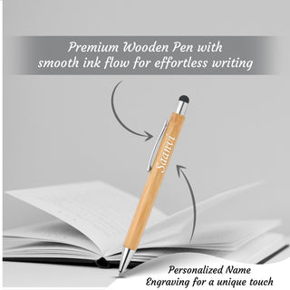 Customized Wooden Gift Set – Personalized Name Engraved Pen & Keychain with Employee Name