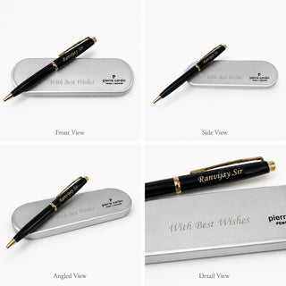 Customized Pen with Name Engraved & Message on Box | Personalized Black Ball Pen Gift for Men & Women
