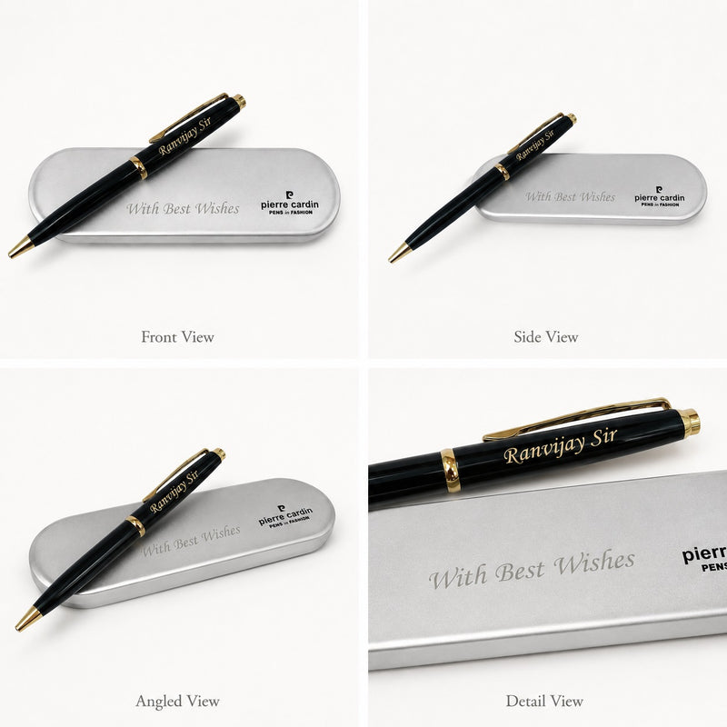 Customized Pen with Name Engraved & Message on Box | Personalized Black Ball Pen Gift for Men & Women