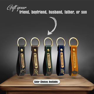 Personalized Leather Keychain with Hook & Charm